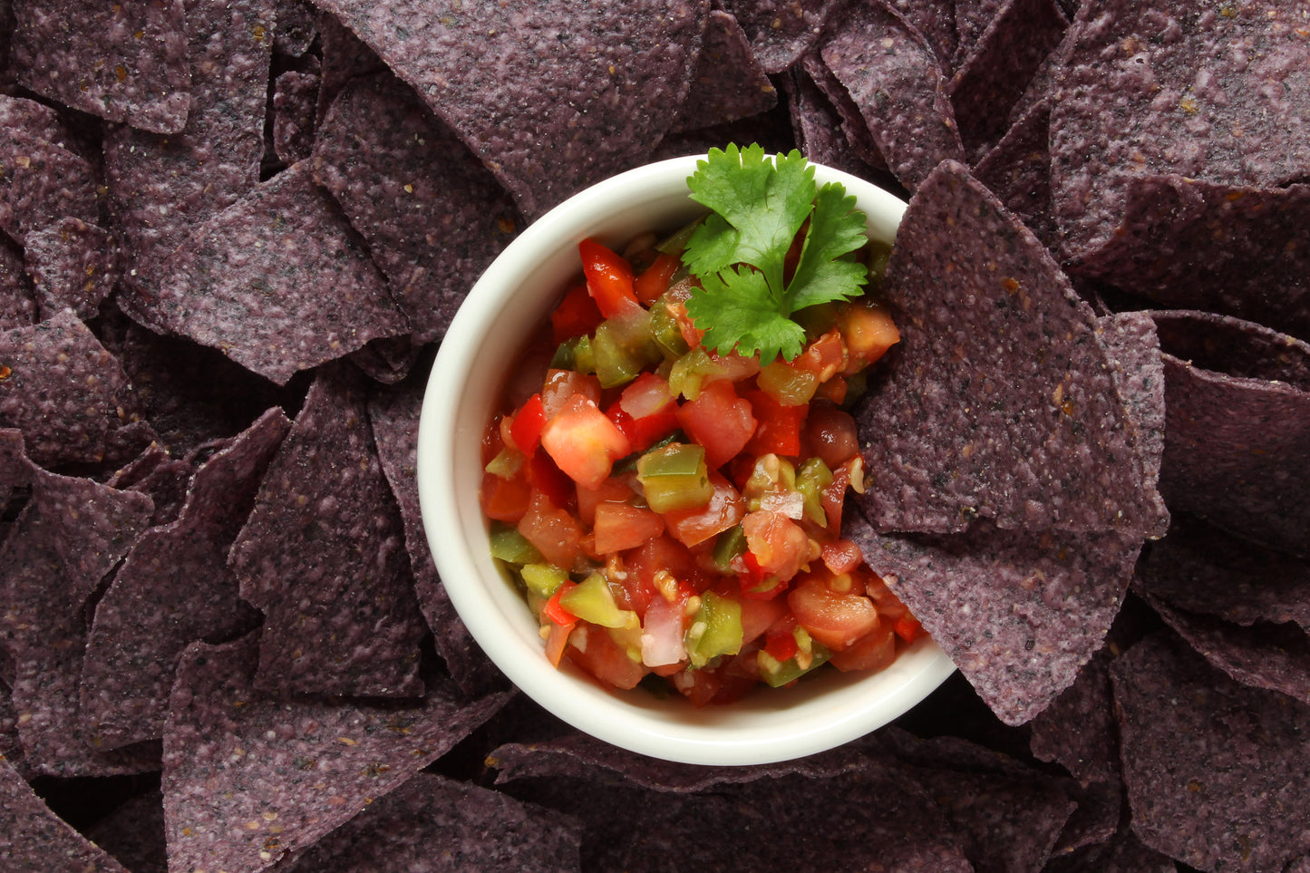 Blue corn chips and salsa