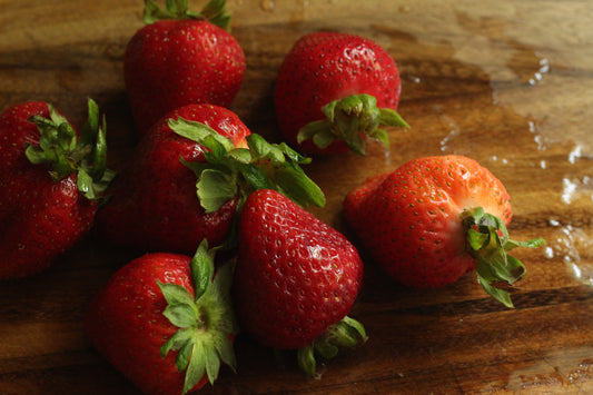 Freshly washed strawberries